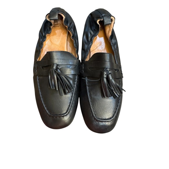 Aquatalia Shoes - AQUATALIA Journee Tassel Black Leather Loafer Flats Shoes 9.5 Ballet Back